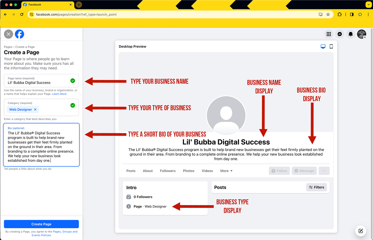 Creating Your Facebook Business Page - Slide 5