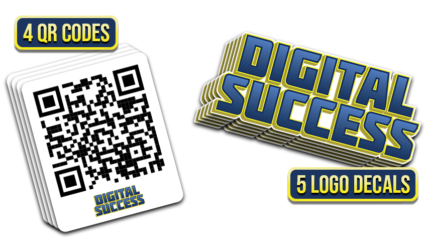 Custom - 5 Logo Decals & 4 QR Codes